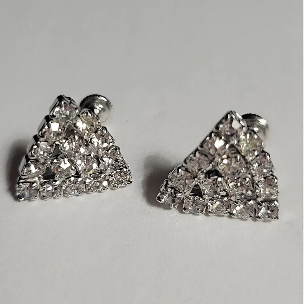 Vintage Rhinestone Hollywood Screw Back Earrings